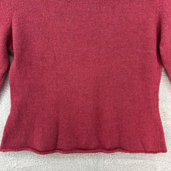 Beverly Mehe Sweater S Red Silk Knit Cardigan Button Front 3/4 Sleeve Rhinestone - Picture 9 of 14